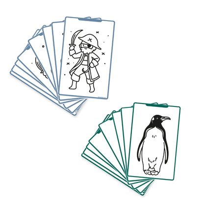 KidyDraw Mini Refill Cards with Drawing Stencils, Oceans &amp; Pirates