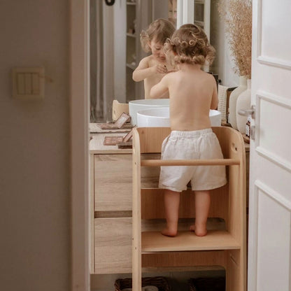 Curve-Lab Learning Tower, Birch with Walnut Surface