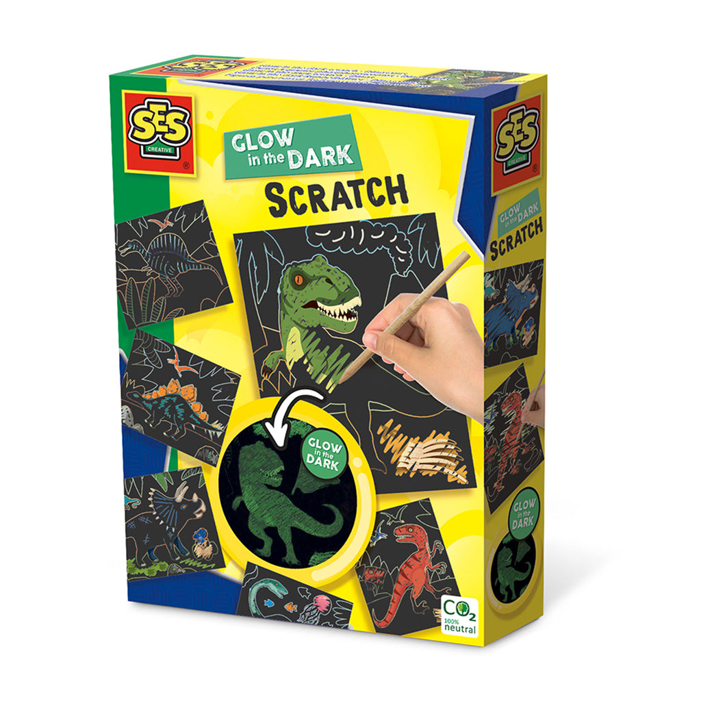 SES Creative Scratch Cards, Glow-in-the-Dark Dinosaurs