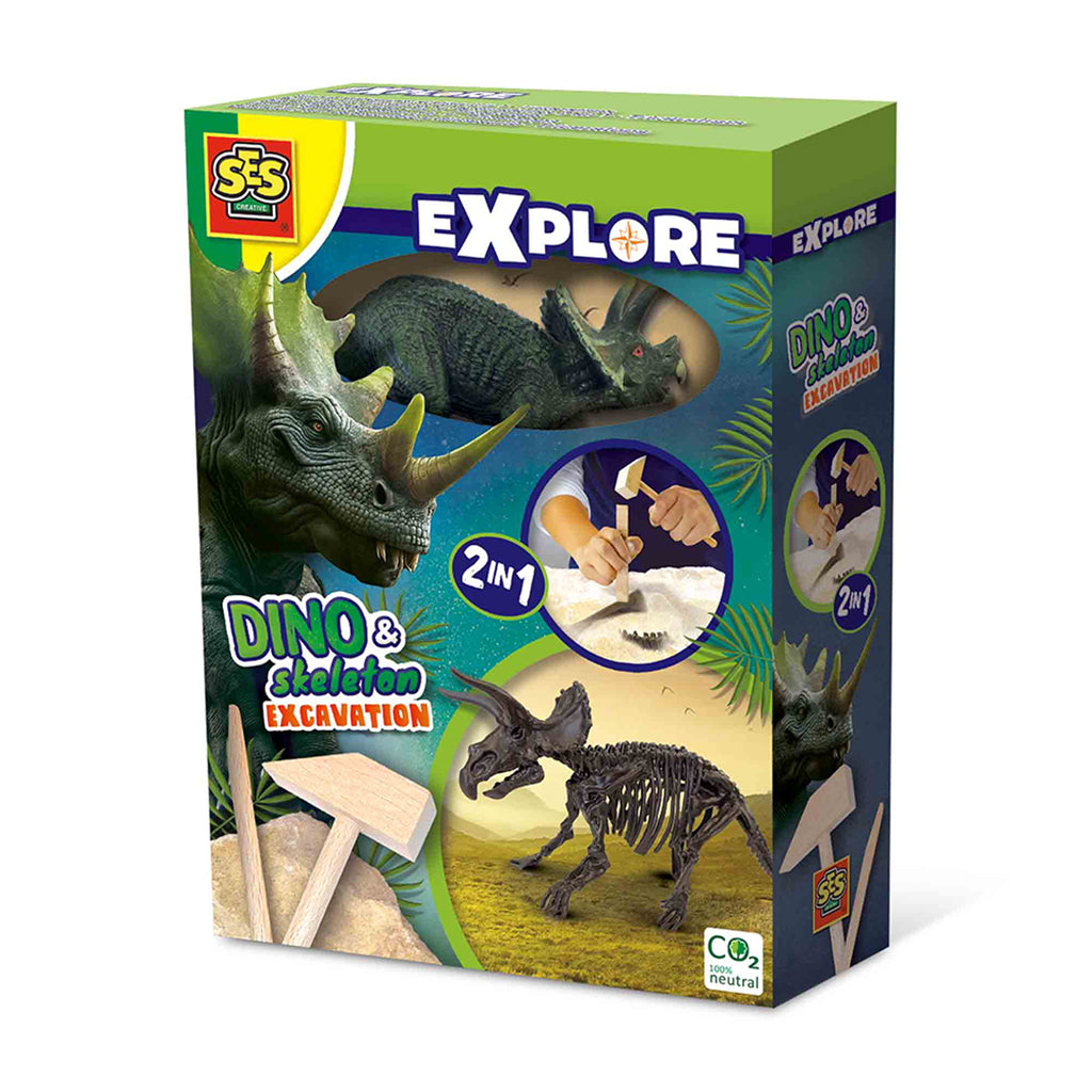 SES Creative, Explore, Excavation Kit – Triceratops and Skeleton