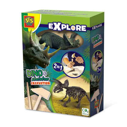 SES Creative, Explore, Excavation Kit – Triceratops and Skeleton