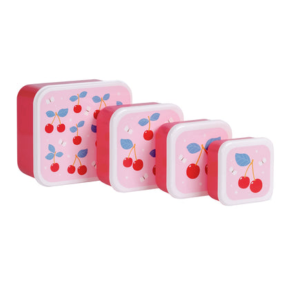 A Little Lovely Company Lunchbox Set, 4 Pieces - Cherry