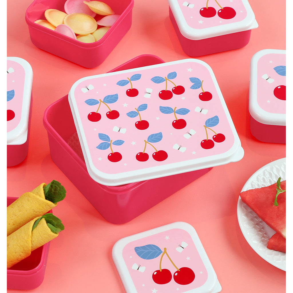 A Little Lovely Company Lunchbox Set, 4 Pieces - Cherry