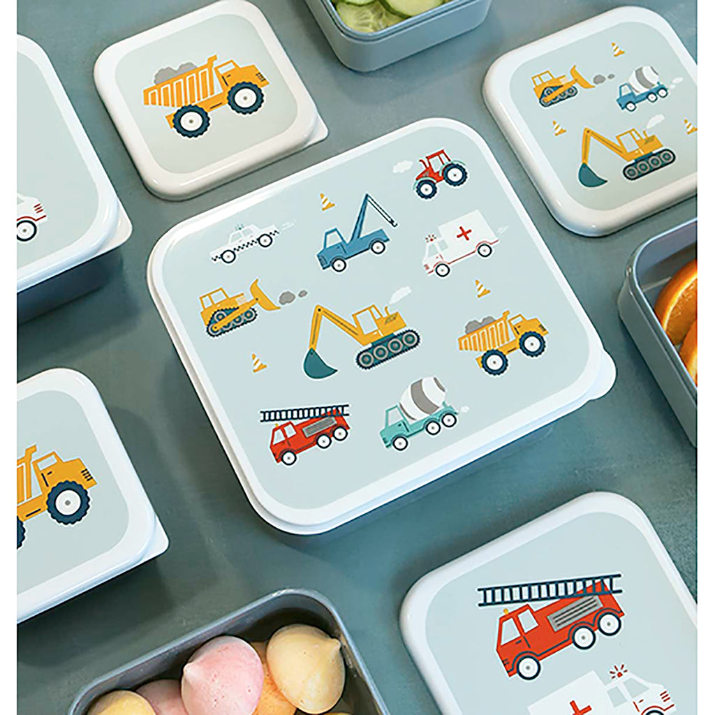A Little Lovely Company Lunchbox Set, 4 Pieces - Vehicles