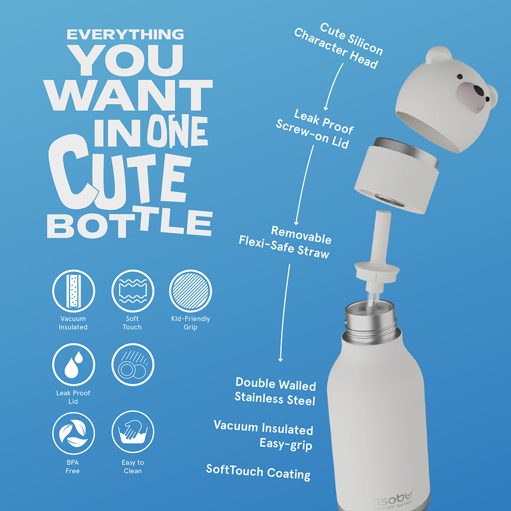 Asobu Bestie Animal Thermal Drink Bottle, 460 ml - Polar Bear