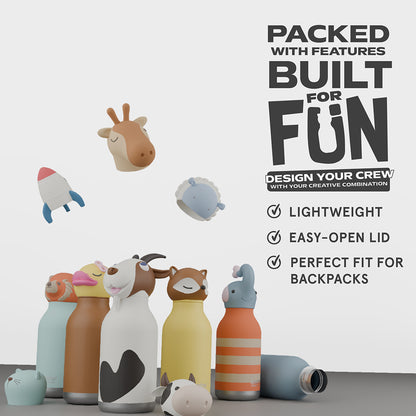 Asobu Bestie Animal Thermal Drinking Bottle, 460 ml - Dog