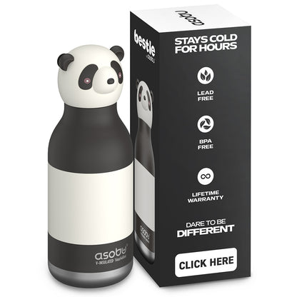 Asobu Bestie Animal Thermal Drinking Bottle, 460 ml - Panda