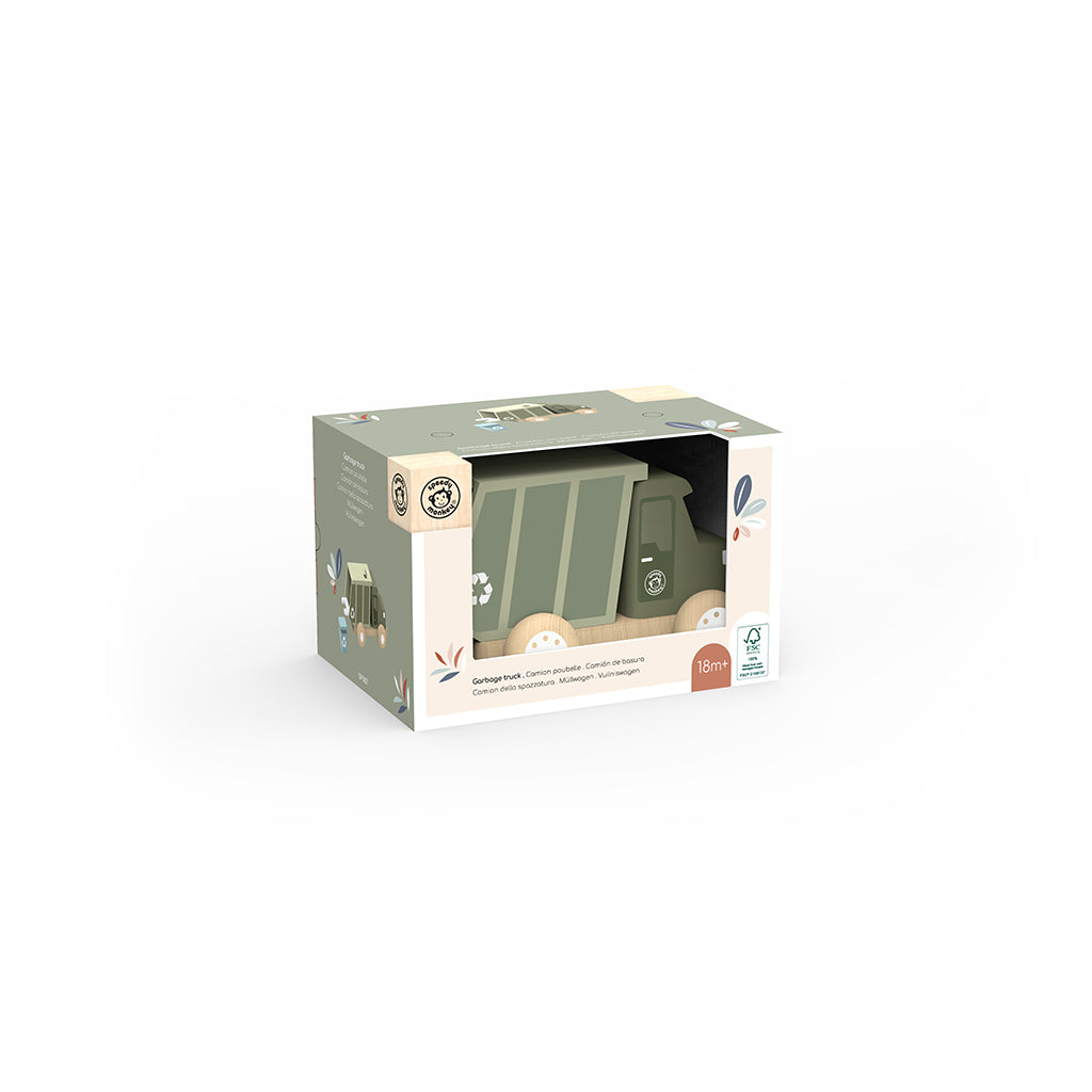 Speedy Monkey Wooden Garbage Truck