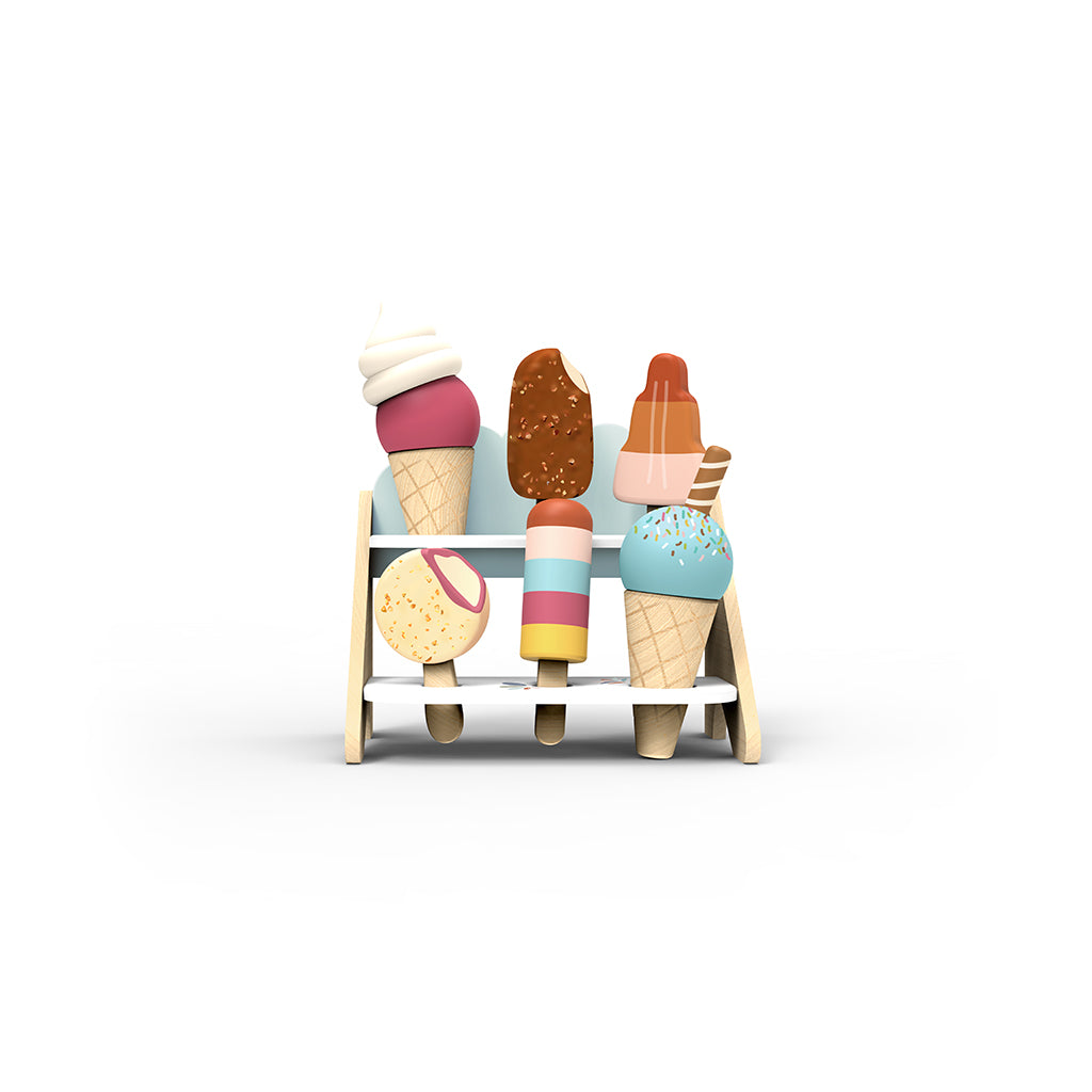 Speedy Monkey Wooden Play Food, Ice Cream Stand