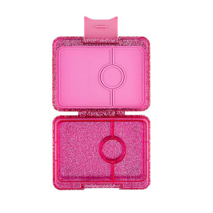 Yumbox Snack Lunchbox with 3 Compartments – Sparkle Pink Glitter/Pink Clear