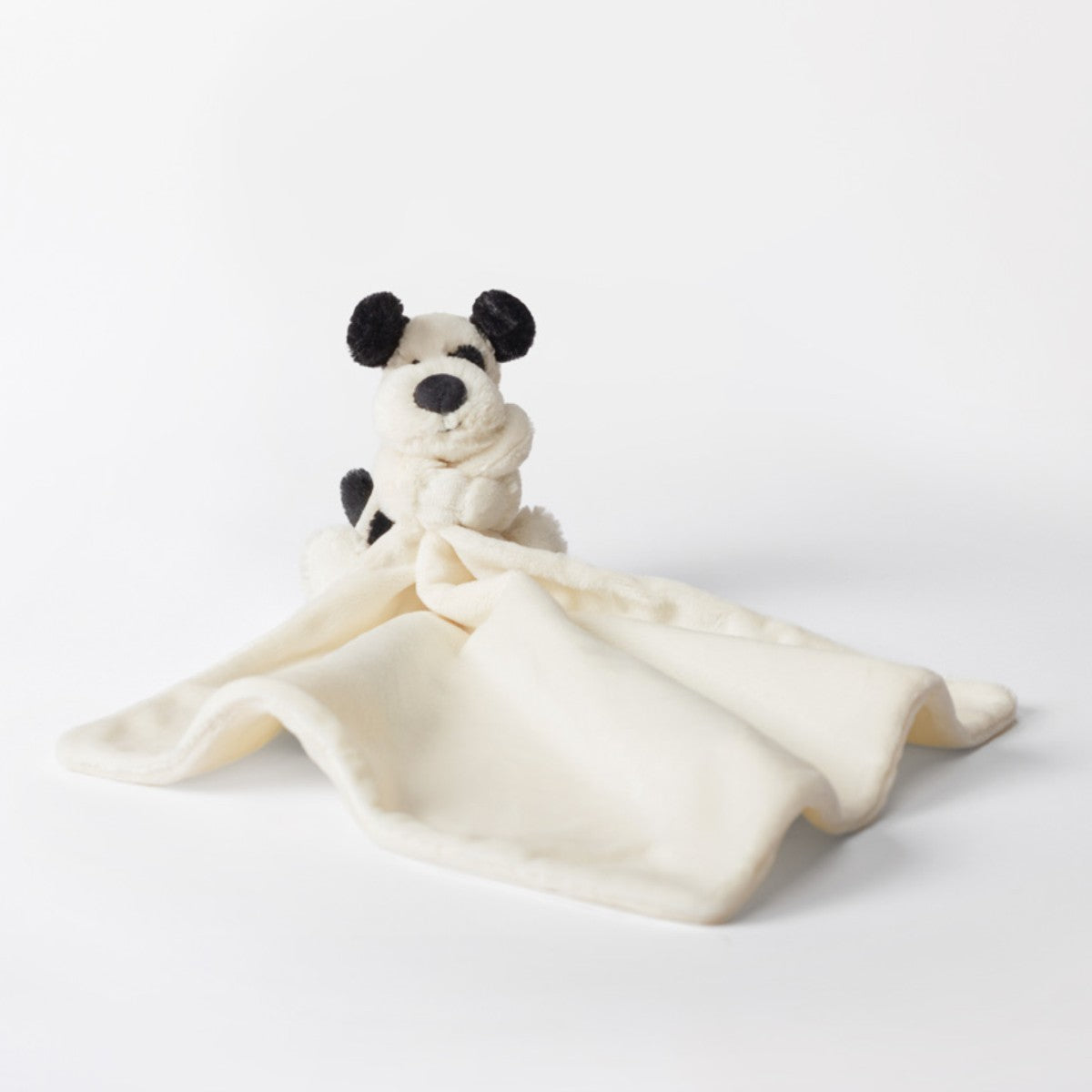 Baby Jellycat Plush Toy, Bashful Comfort Blanket - Black/Cream Dog