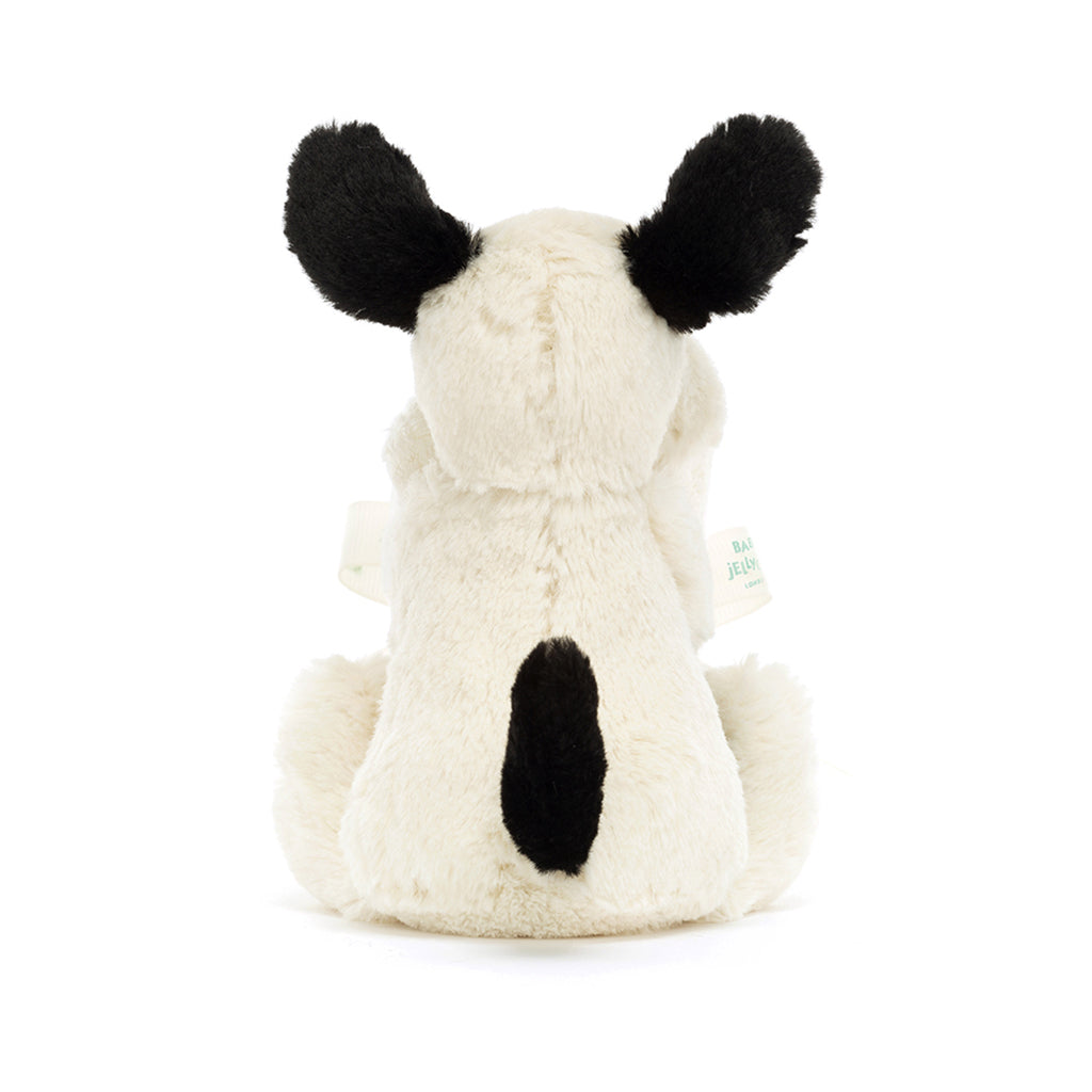 Baby Jellycat Plush Toy, Bashful Comfort Blanket - Black/Cream Dog
