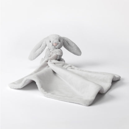 Baby Jellycat Plush, Bashful Comfort Blanket - Silver Bunny