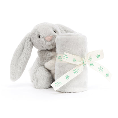 Baby Jellycat Plush, Bashful Comfort Blanket - Silver Bunny