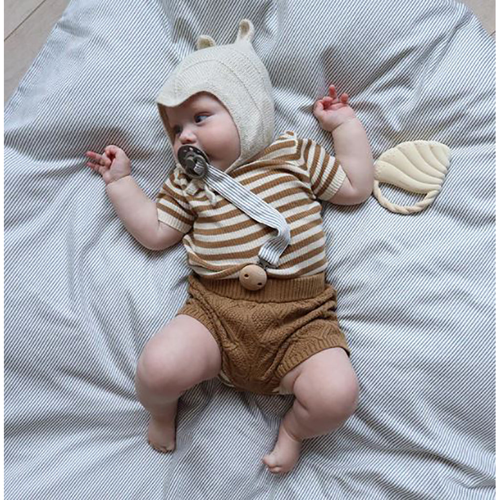 Cam Cam Embroidered Pacifier Chain, Organic - Classic Stripes Blue