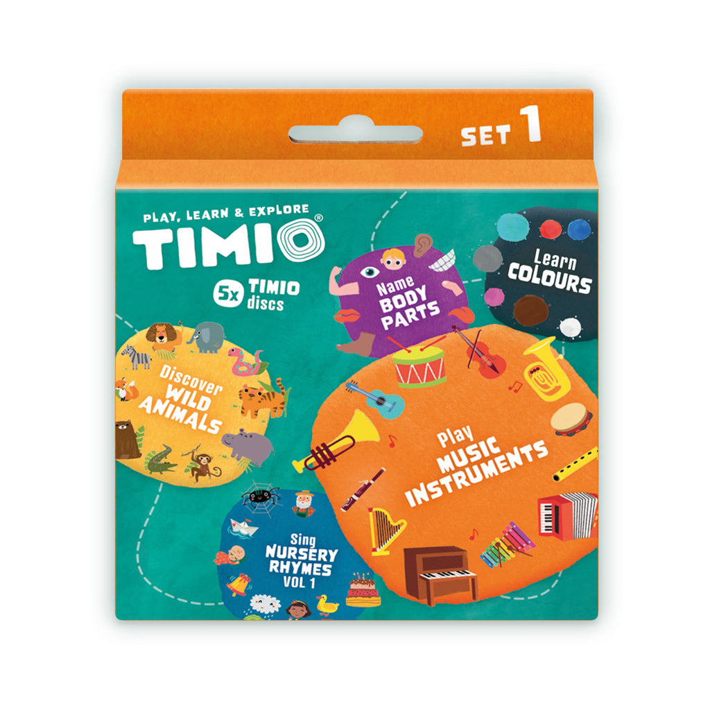 TIMIO Disc Set 1: Wild Animals, Nursery Rhymes, Colors, Music, and Body Parts