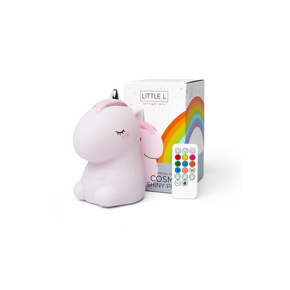 Little L. LED Night Light with Remote Control and Multiple Light Settings - Cosmo Unicorn Pink Glitter