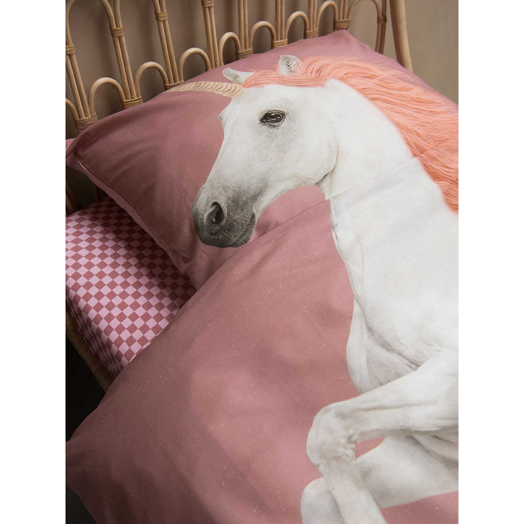 Snurk Adult Bedding, Organic - Unicorn Dusty Pink