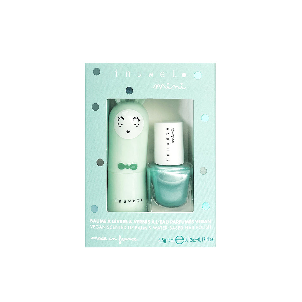 Inuwet Duo Aqua Set: Lip Balm and Nail Polish for Kids, Apple