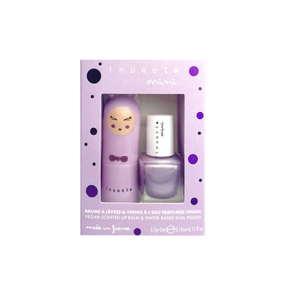 Inuwet Duo Aqua Set – Lip Balm &amp; Nail Polish for Kids, Marshmallow Violet