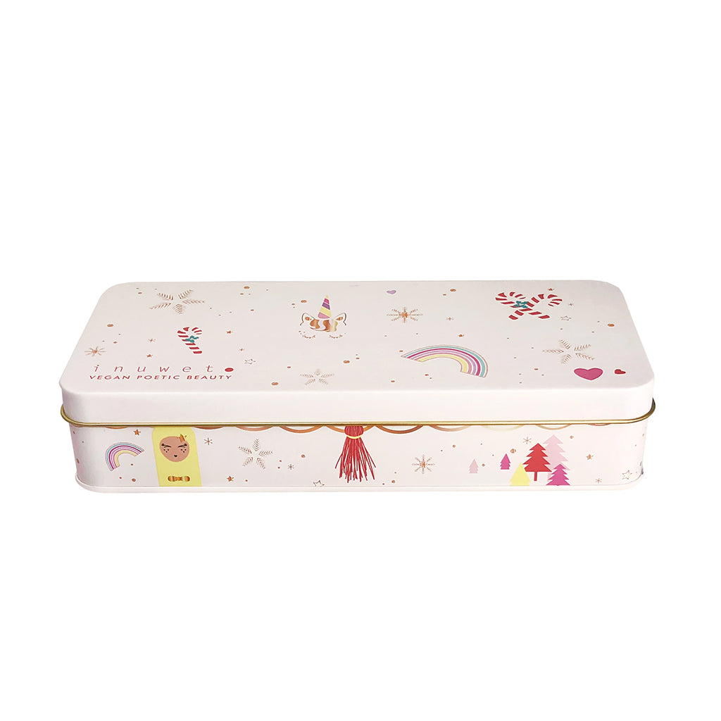 Inuwet Lip Balm Set for Kids, Metal Gift Box with 7 Different Lip Balms