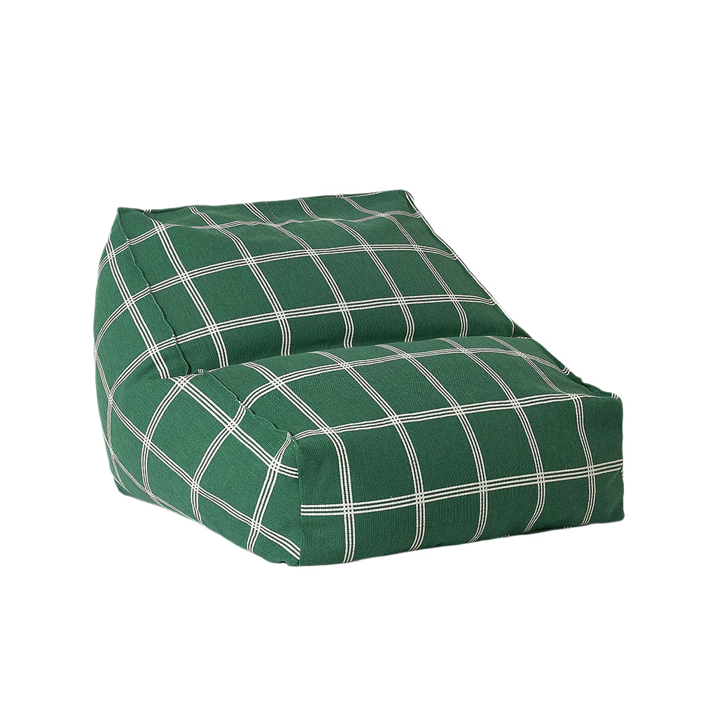 Nobodinoz Vibes Armchair Bean Bag, Green White Windowpane
