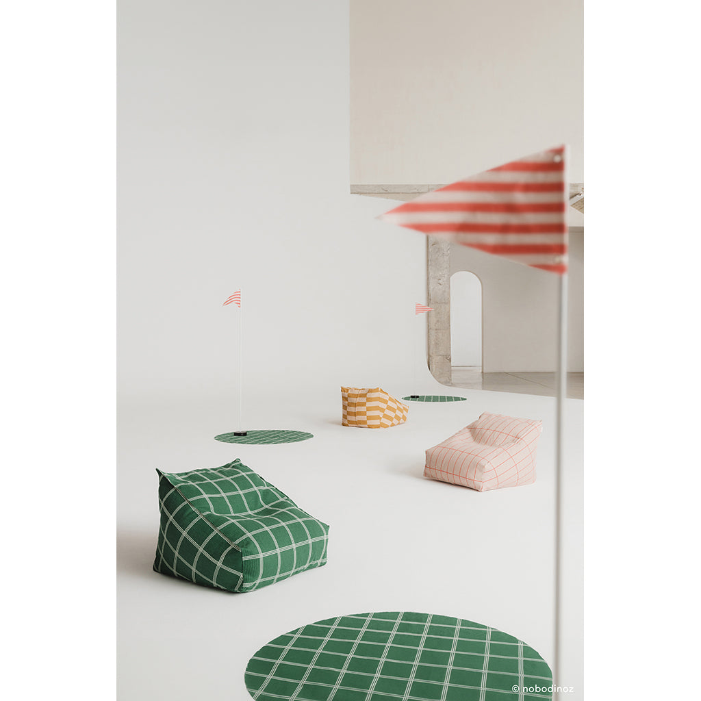 Nobodinoz Vibes Armchair Bean Bag, Green White Windowpane