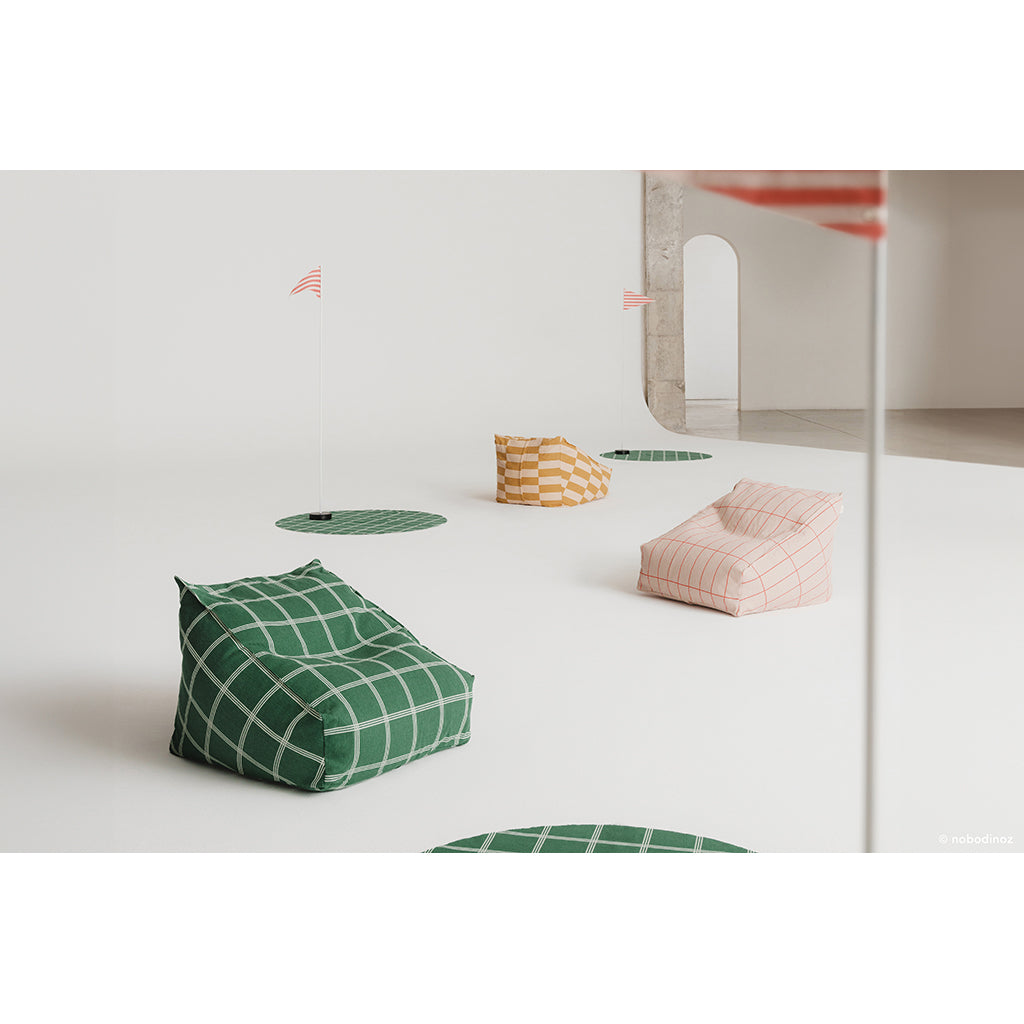 Nobodinoz Vibes Armchair Bean Bag, Green White Windowpane