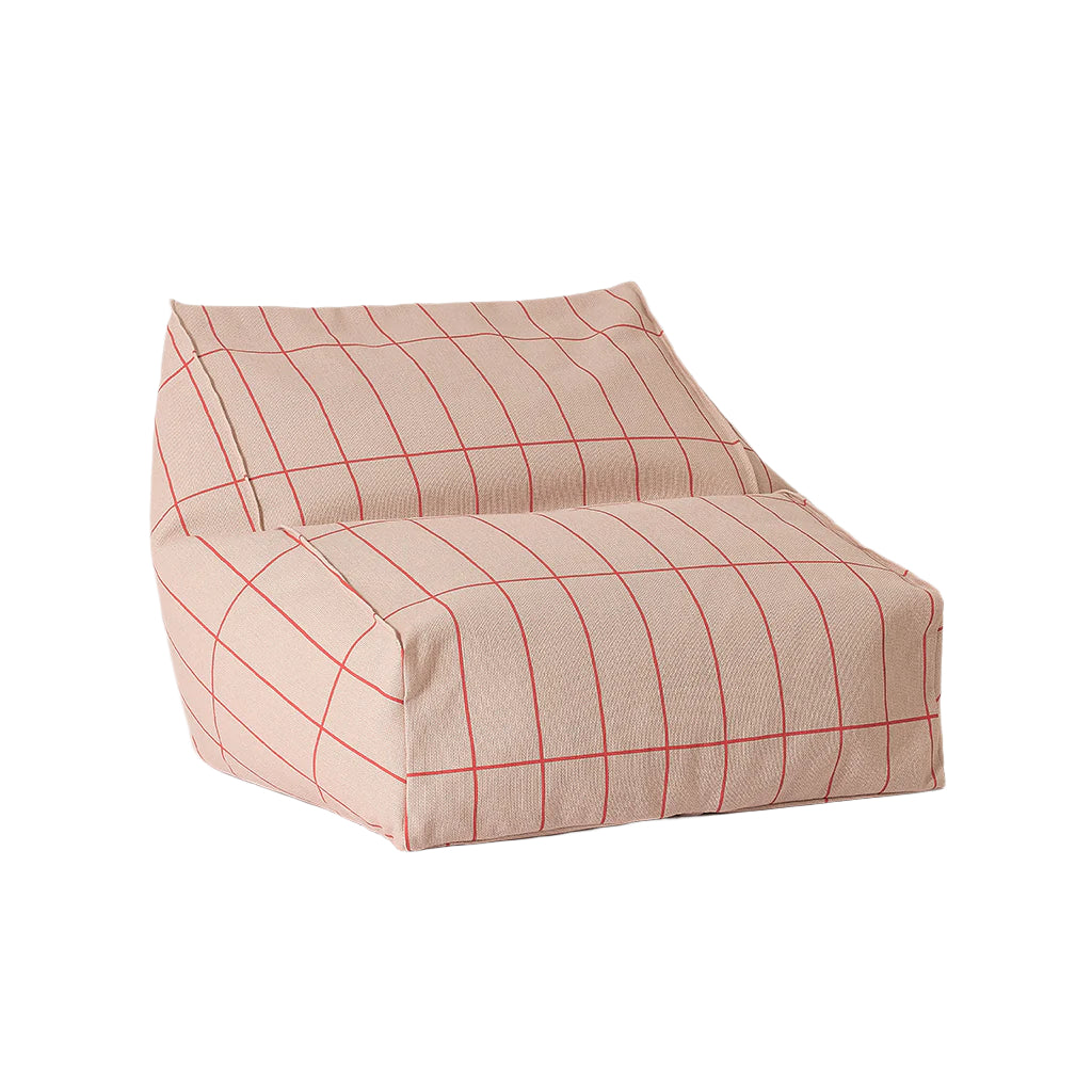 Nobodinoz Vibes Bean Bag Armchair, Pink Red Grid