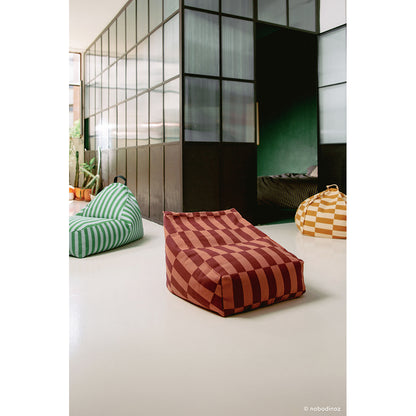 Nobodinoz Vibes Beanbag Armchair, Maroon Tiles