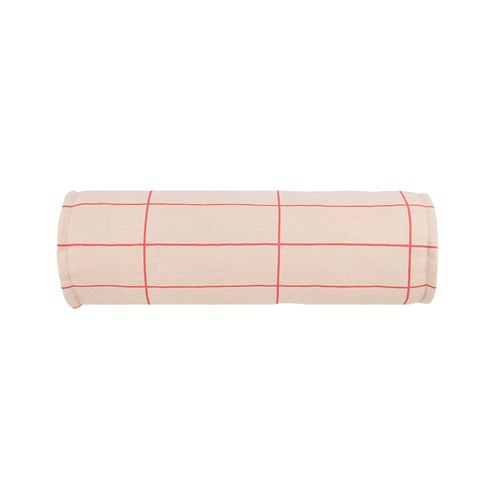Nobodinoz Bolster Pillow, Vibes Cylinder - Pink Red Grid