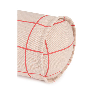 Nobodinoz Bolster Pillow, Vibes Cylinder - Pink Red Grid
