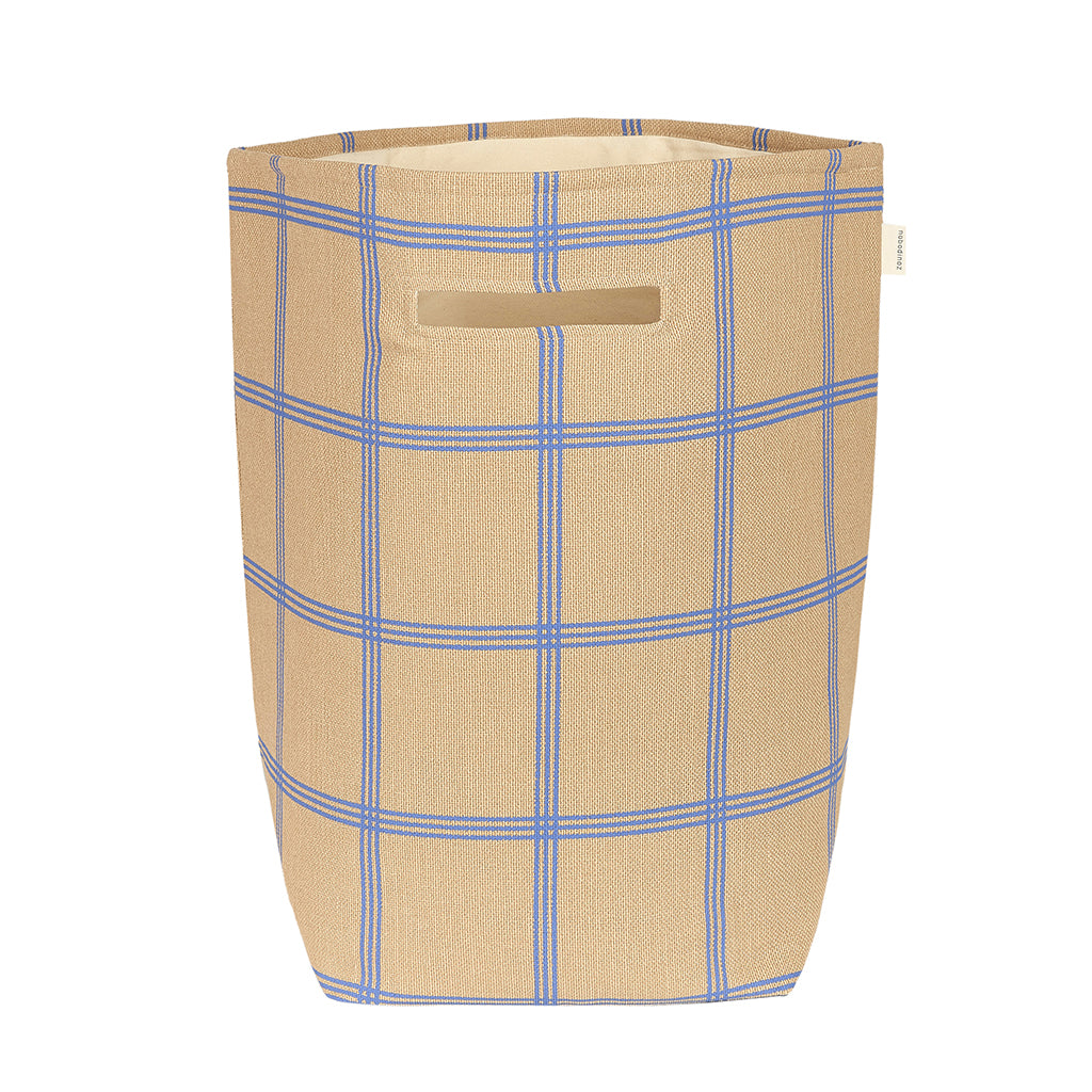 Nobodinoz Vibes Storage Basket, Large - Brown Blue Windowpane