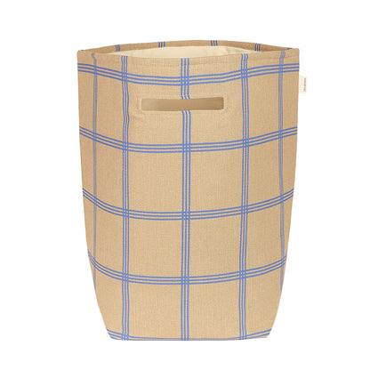 Nobodinoz Vibes Storage Basket, Large - Brown Blue Windowpane