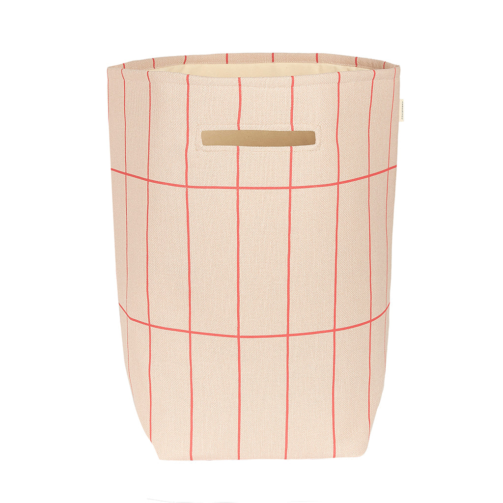 Nobodinoz Vibes Storage Basket, Large - Pink Red Grid