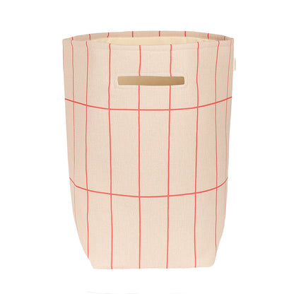 Nobodinoz Vibes Storage Basket, Large - Pink Red Grid