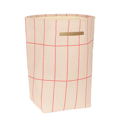 Nobodinoz Vibes Storage Basket, Large - Pink Red Grid