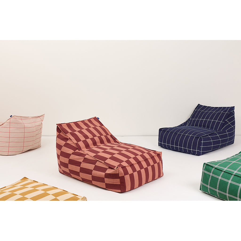 Nobodinoz Vibes Long Bean Bag Chair, Adult - Navy Blue Grid