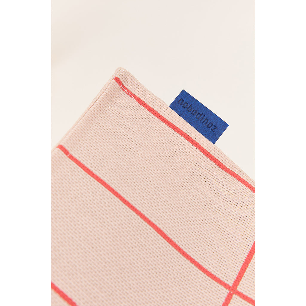 Nobodinoz Vibes Long Bean Bag Chair, Adult - Pink Red Grid