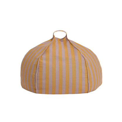 Nobodinoz Quilted Round Beanbag, Vibes - Lilac Yellow Stripes