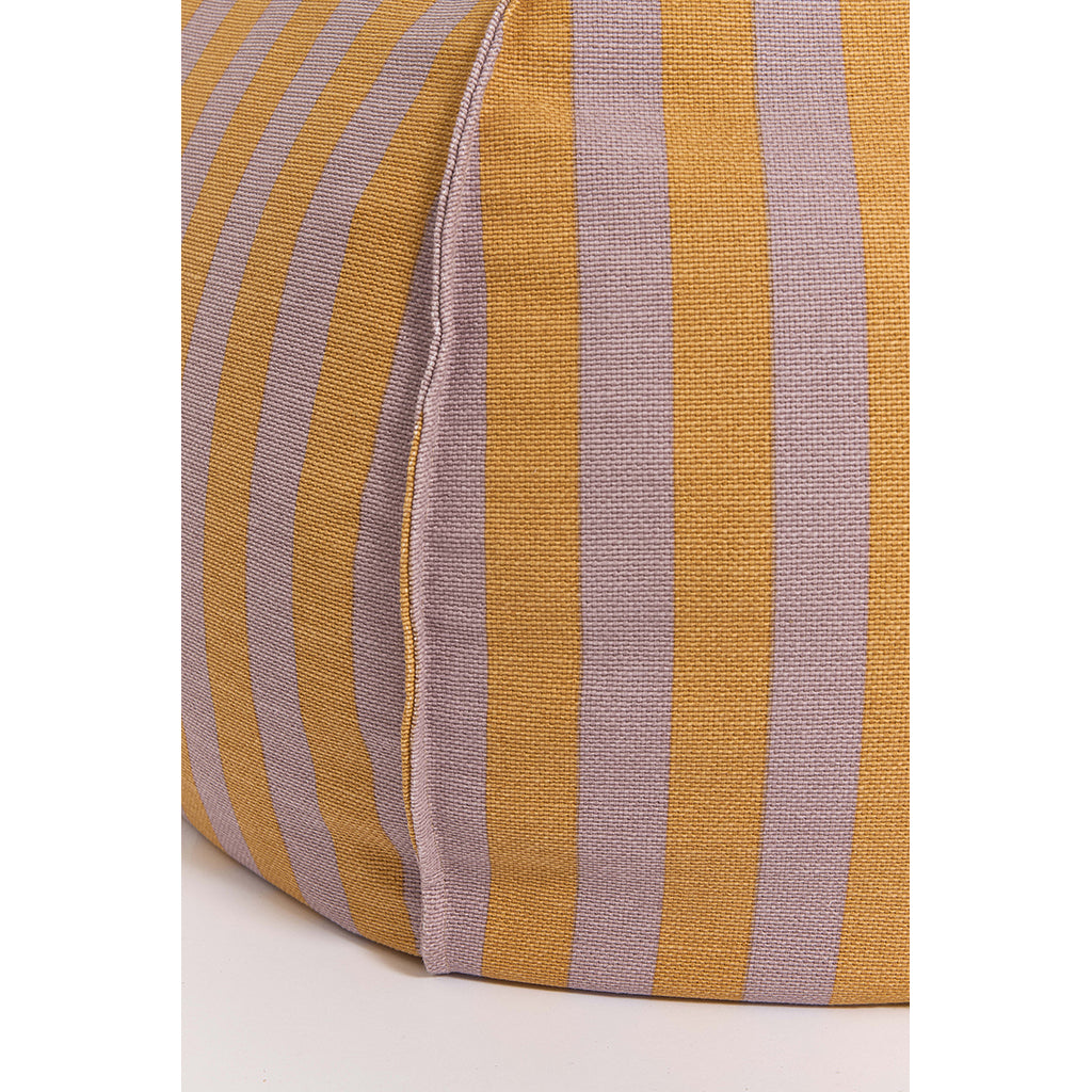 Nobodinoz Quilted Round Beanbag, Vibes - Lilac Yellow Stripes