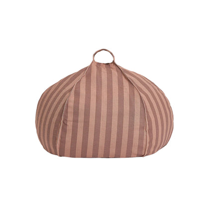 Nobodinoz Quilted Round Bean Bag, Vibes - Pink Mauve Stripes