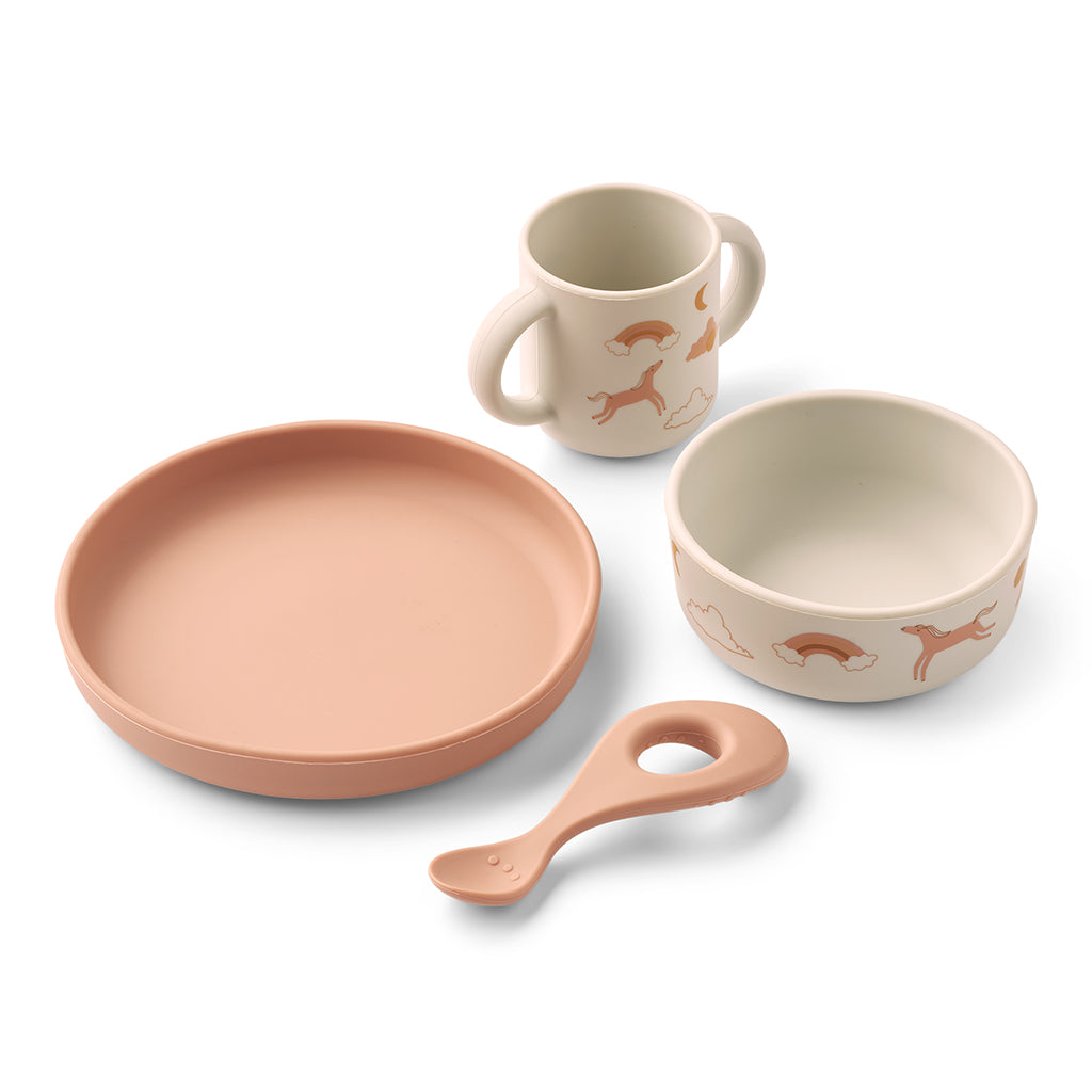 Liewood Vivi Silicone Tableware, Dream/Ecru