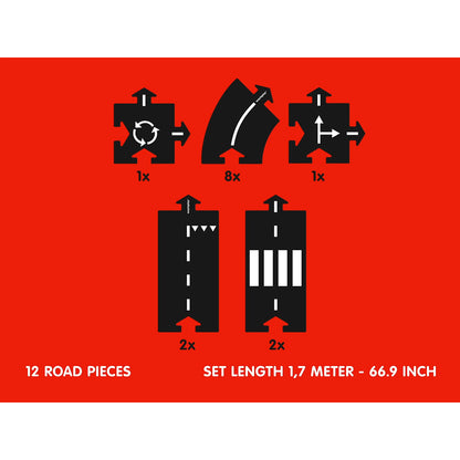 Waytoplay Rubber Road Track, 12 Pieces - Ringroad