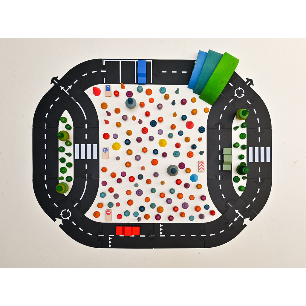 Waytoplay Rubber Car Track, 24 Pieces – Highway Car Edition