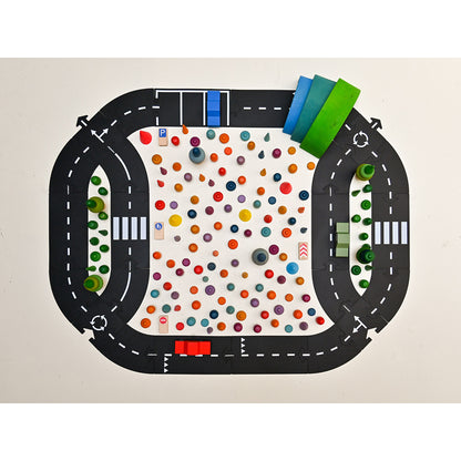 Waytoplay Rubber Car Track, 24 Pieces – Highway Car Edition