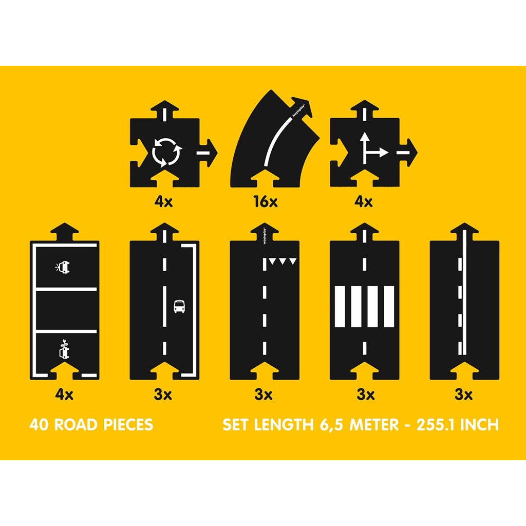 Waytoplay Rubber Car Track, 40 Pieces - King of the Road