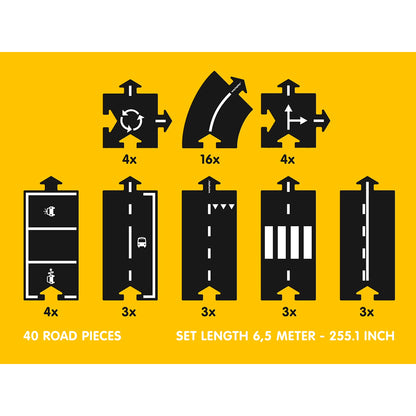 Waytoplay Rubber Car Track, 40 Pieces - King of the Road