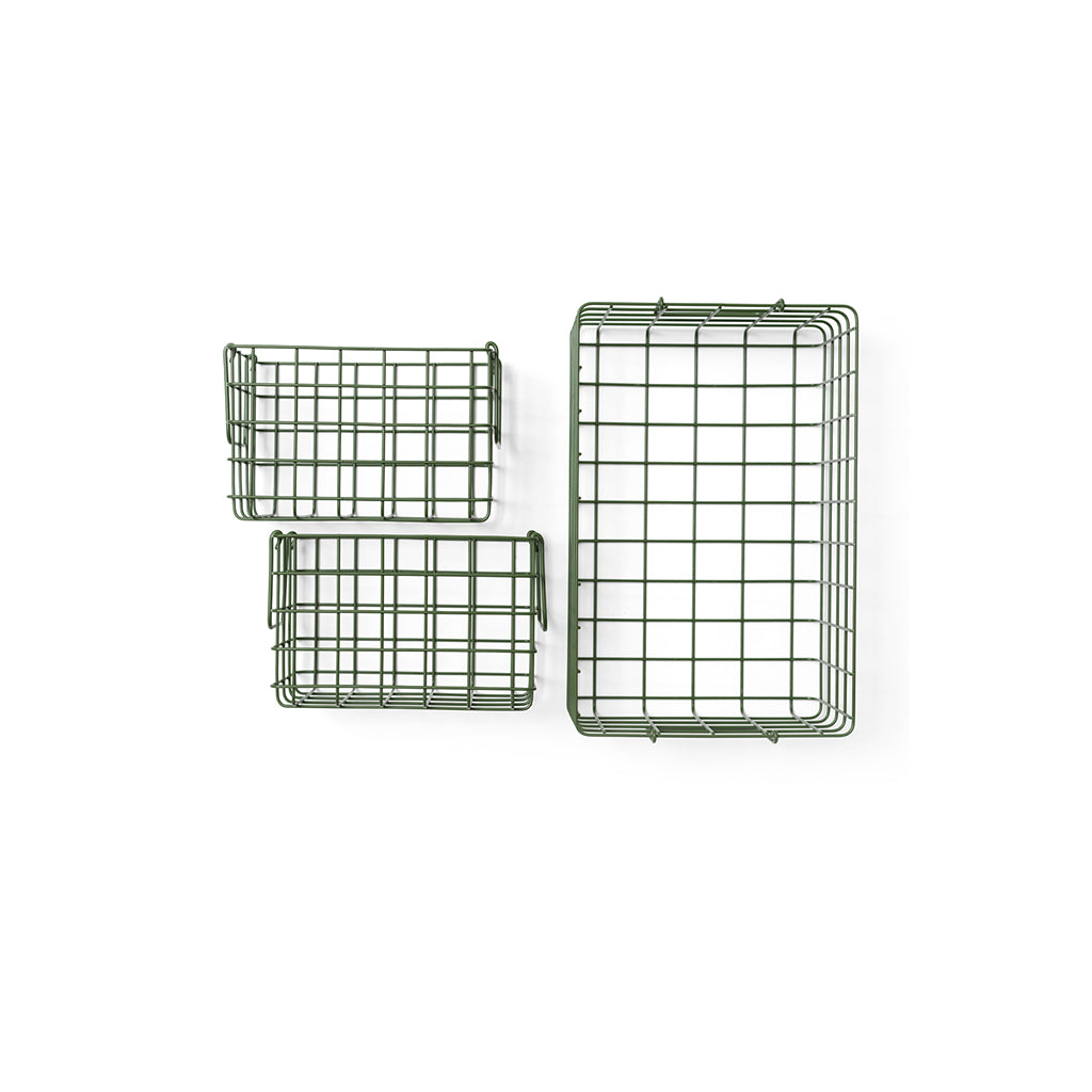Mustard Made Baskets, sæt m. 3 trådkurve - Olive