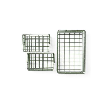 Mustard Made Baskets, sæt m. 3 trådkurve - Olive